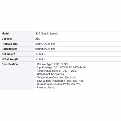 یخچال و فریزر خودرو مدل S25