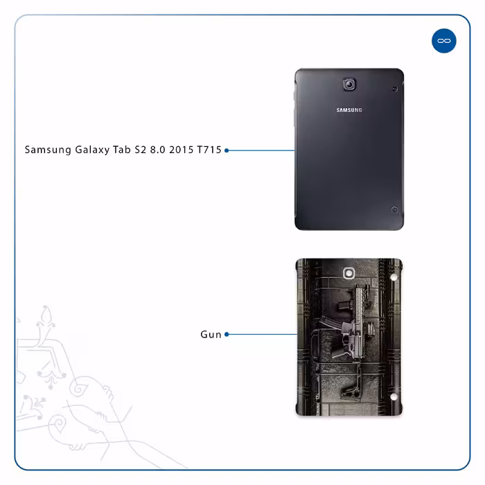 برچسب پوششی ماهوت مدل Gun مناسب برای تبلت سامسونگ Galaxy Tab S2 8.0 2015 T715