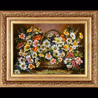 تابلو فرش دستباف فرش میرنظامی مدل گل و سبد عرضی کد 756