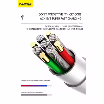 کابل تبدیل USB به لایتنینگ پاواریال مدل DC-126 طول 1 متر