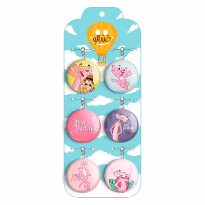  جاکلیدی خندالو طرح پلنگ صورتی کد 34B مجموعه 6 عددی