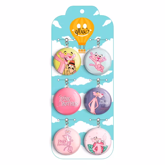  جاکلیدی خندالو طرح پلنگ صورتی کد 34B مجموعه 6 عددی