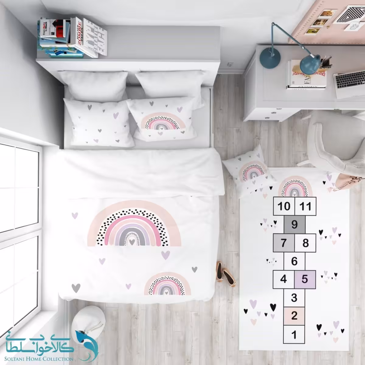 روتختی طرح رنگین کمان صورتی سایز یکنفره کد A2728