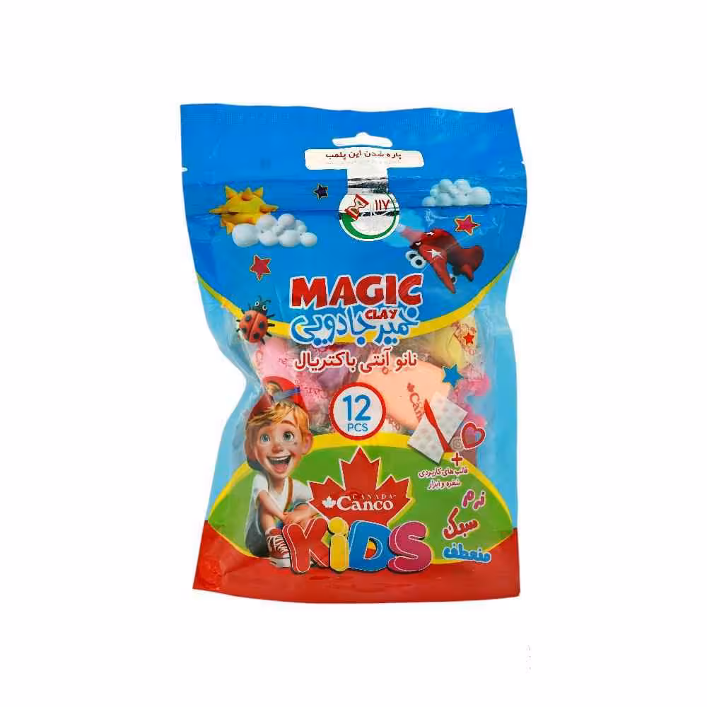 خمیربازی12رنگ جادویی(90گرم زیپ کیپ) آنتی باکتریال کنکو