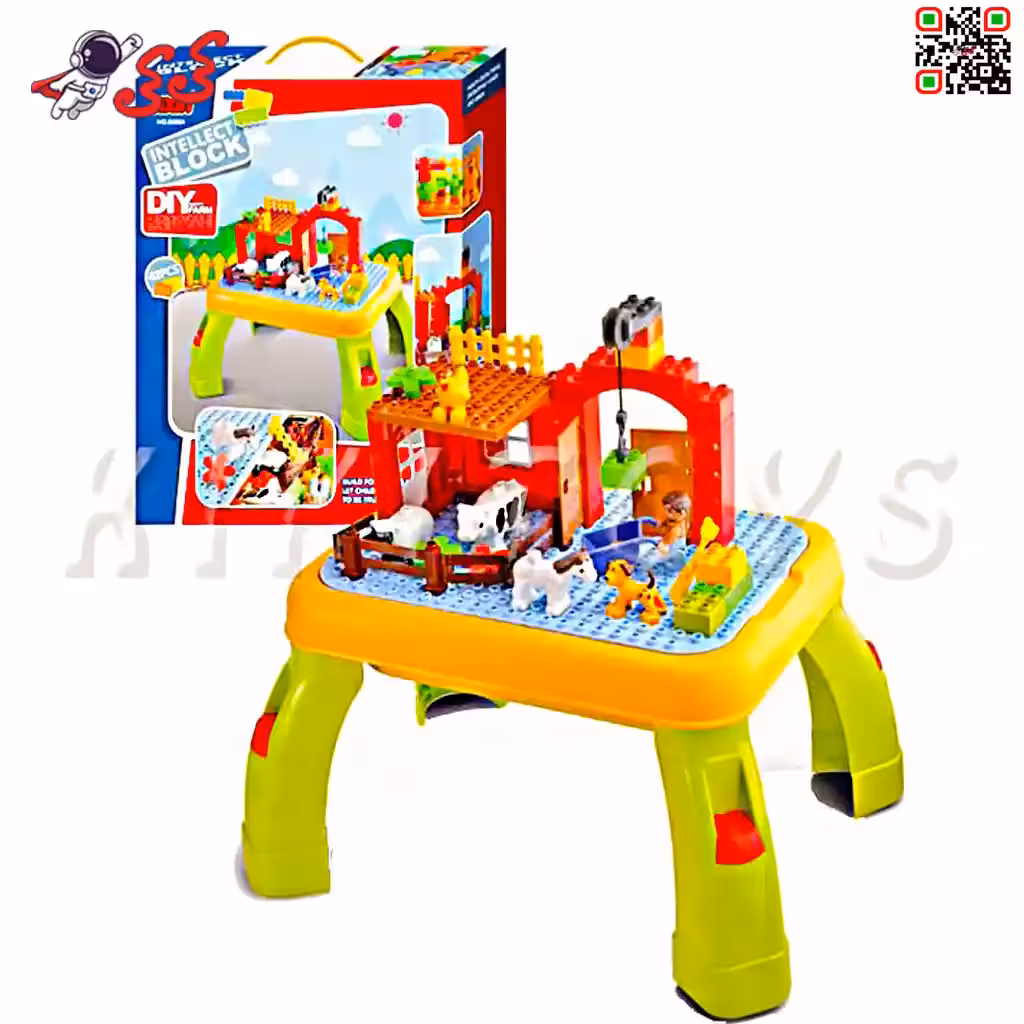 اسباب بازی لگو کودک دوپلو قطعه درشت با میز بازی 3588A