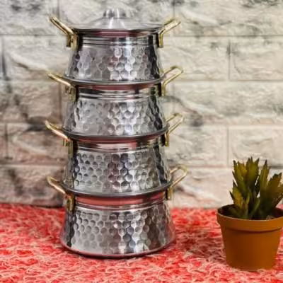 چهار قابلمه روحی دسته طلایی(دیگچه ای)