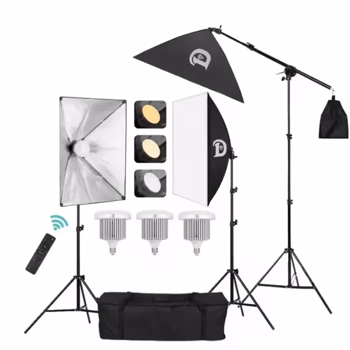 كيت سه شاخه ويديو لامپ به همراه سافت باكس دياموند و سه پايه