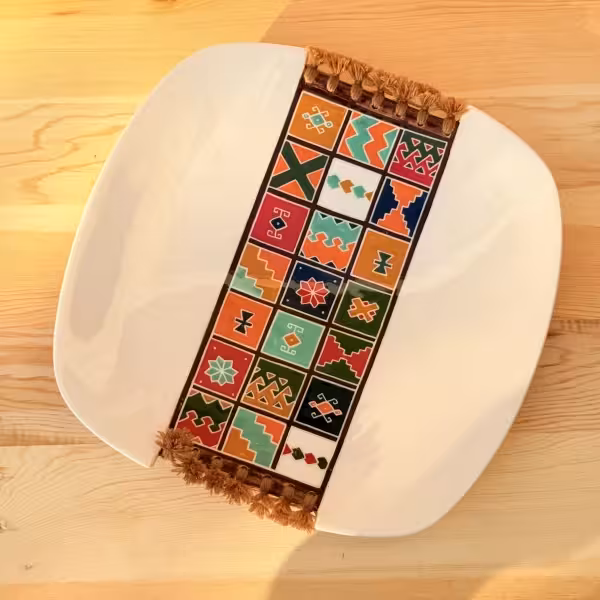 بشقاب مربع سرویس گلیم خشتی