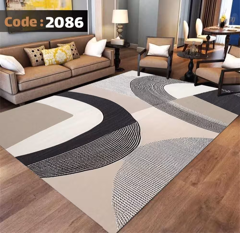 کاورفرش روفرشی دورکشدار گوشه لیفه ای طوسی کرم کد 2086