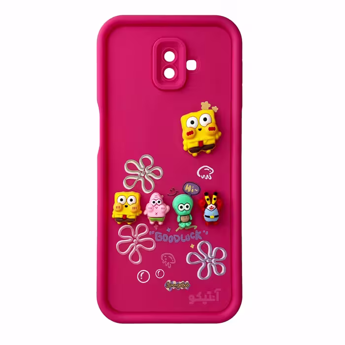قاب Solid عروسکی طرح خانواده باب اسفنجی مناسب برای Samsung J6 Plus-صورتی