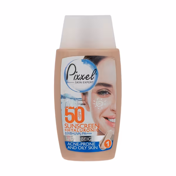 ضد آفتاب رنگی پیکسل مدل Light Beige مناسب پوست چرب و جوش دار SPF50 حجم 50 میل