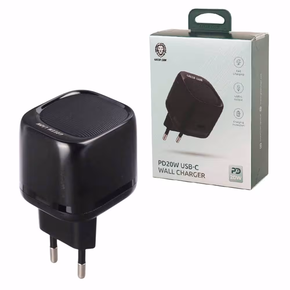شارژر دیواری 20 وات برند گرین لاین GNPD20EUWCBK PD 3A-تک پورت PD