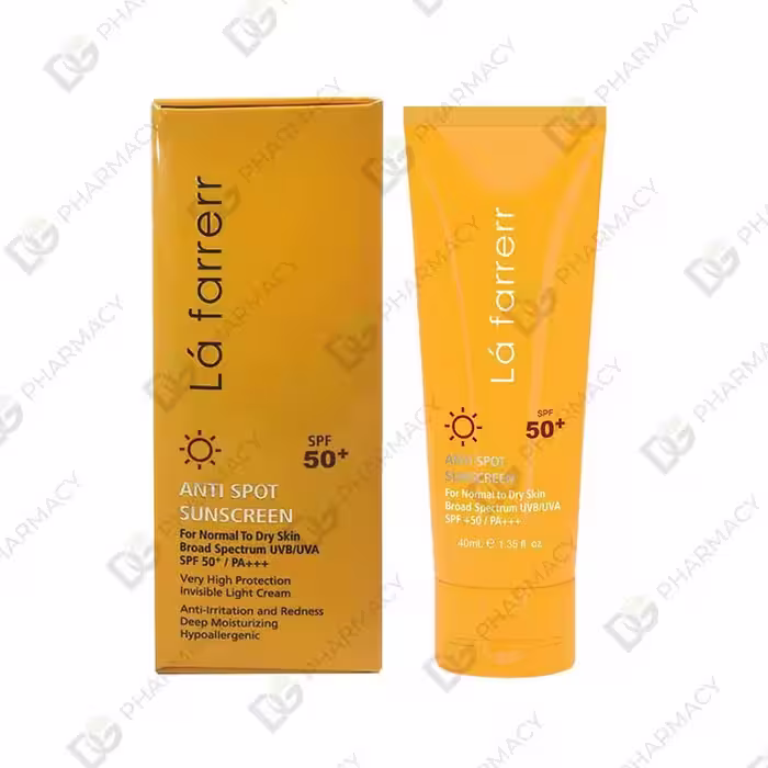 کرم ضد آفتاب و ضد لک بی رنگ مخصوص پوست های خشک و معمولی SPF 50 لافارر دیجی فارماسی