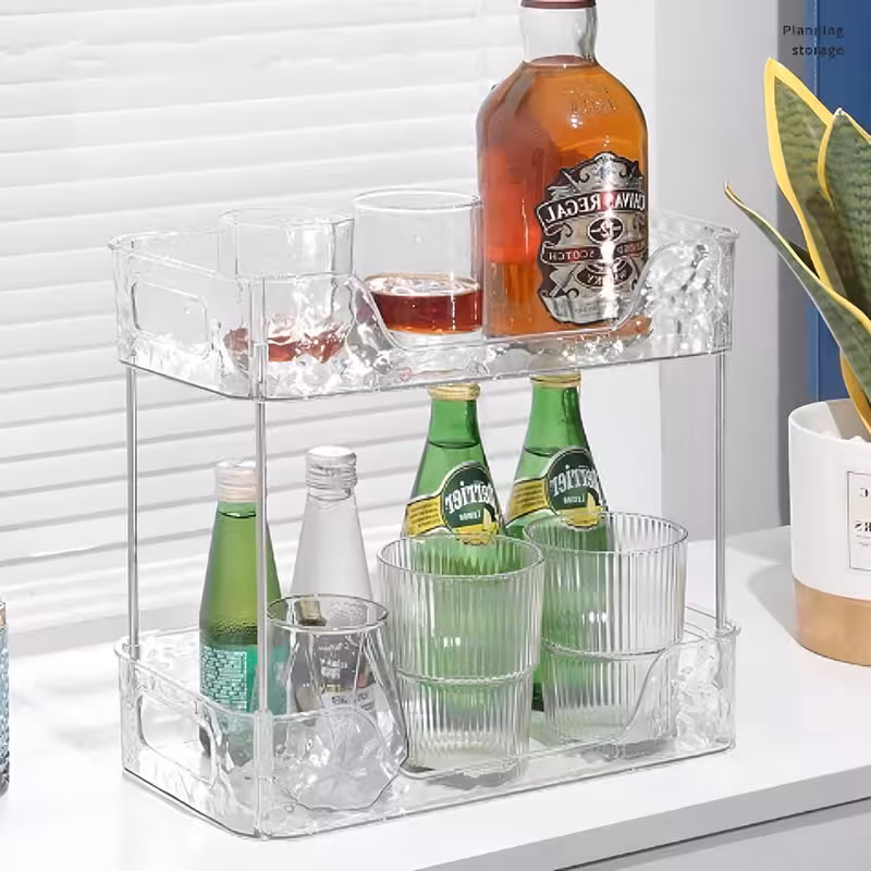 استند آشپزخانه و حمام کریستالی نظم دهنده 2 طبقه