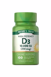 سافت ژل ویتامین D3 مقدار 10,000 IU برند Nature's Truth ـ بسته 100 عددی