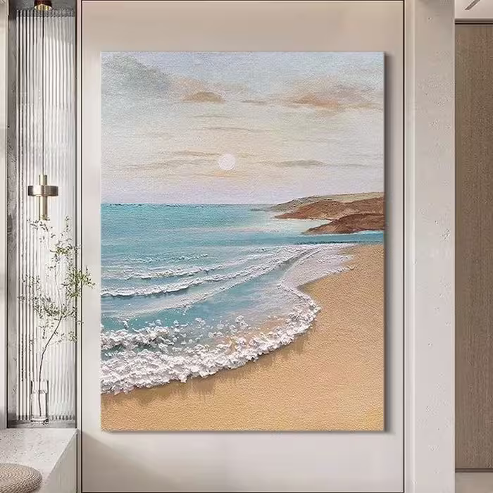 تابلو دکوراتیو نقش برجسته ساحل دریا 100*70 کد 817