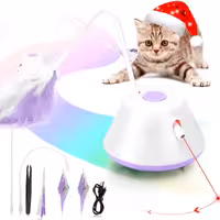 اسباب‌بازی گربه، اسباب‌بازی‌های تعاملی گربه برای ورزش گربه‌های خانگی، اسباب‌بازی چراغ‌دار گربه خودکار با نور و پر، اسباب‌بازی‌های بچه گربه با حرکت خودکار چرخشی، اسباب‌بازی گربه برقی 3 حالته، اسباب‌بازی گربه رباتیک