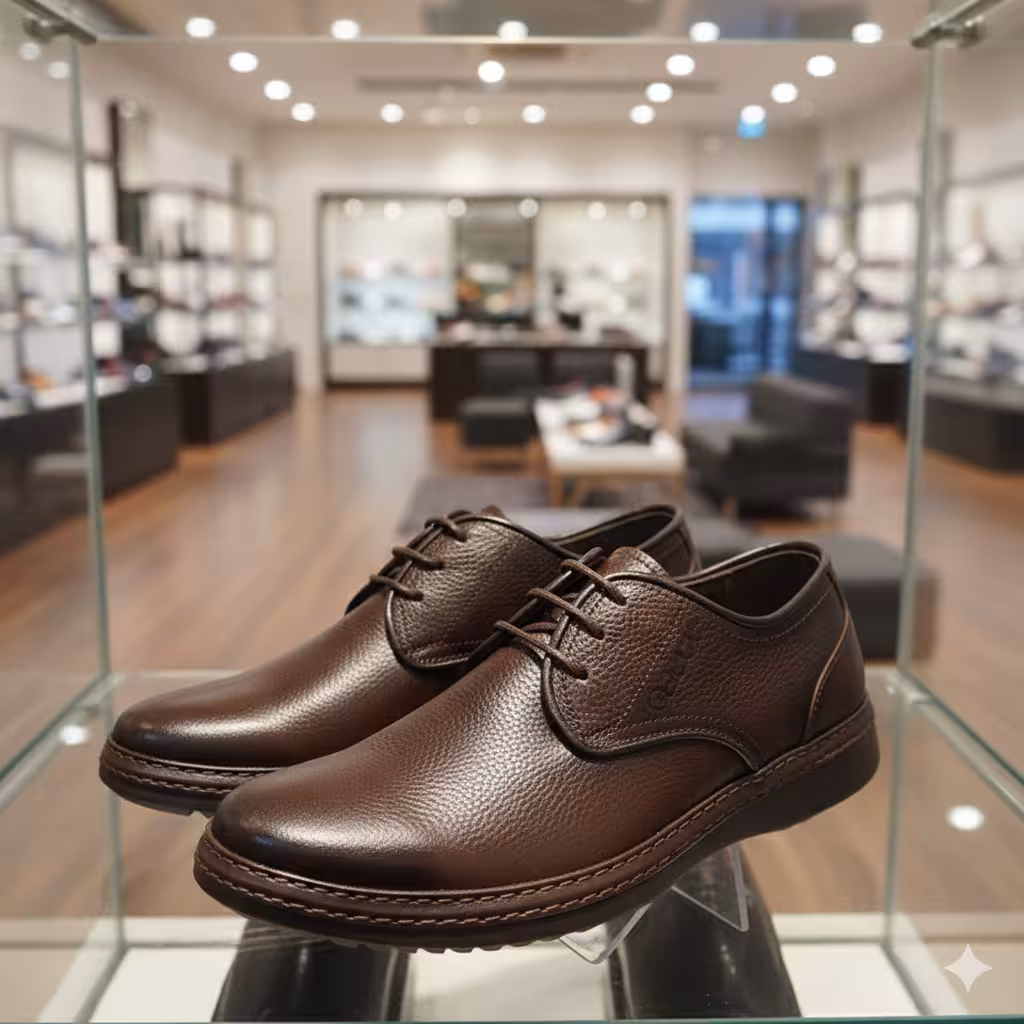 کفش روزمره مردانه چرم طبیعی کد TB064BR رنگ قهوه ای