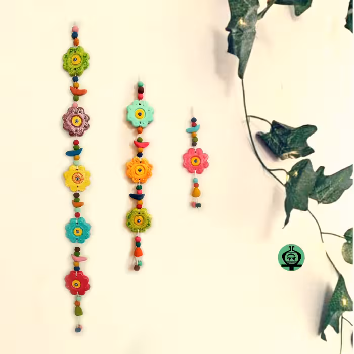 پک آویز چشم نظر گل سفالی