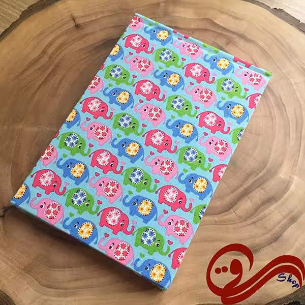 دفتر پارچه ای طرح خبرنگاری فیل آبی Fabric Handmade Notebook