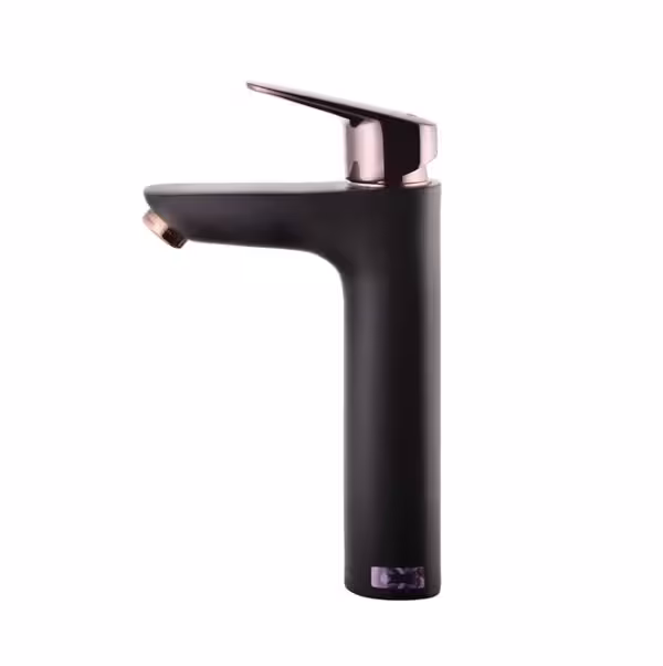 شیر روشویی پایه بلند درخشان مدل هانس بلک رز – مشکی رزگلد