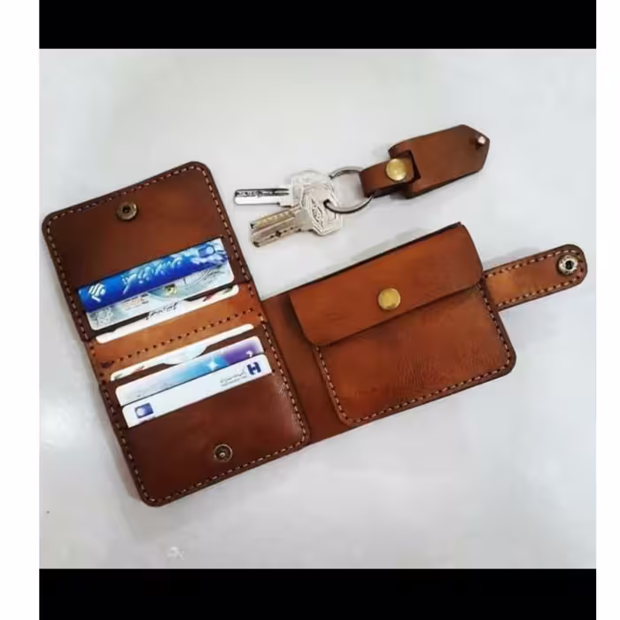 کیف پول جیبی چرم طبیعی دستدوز