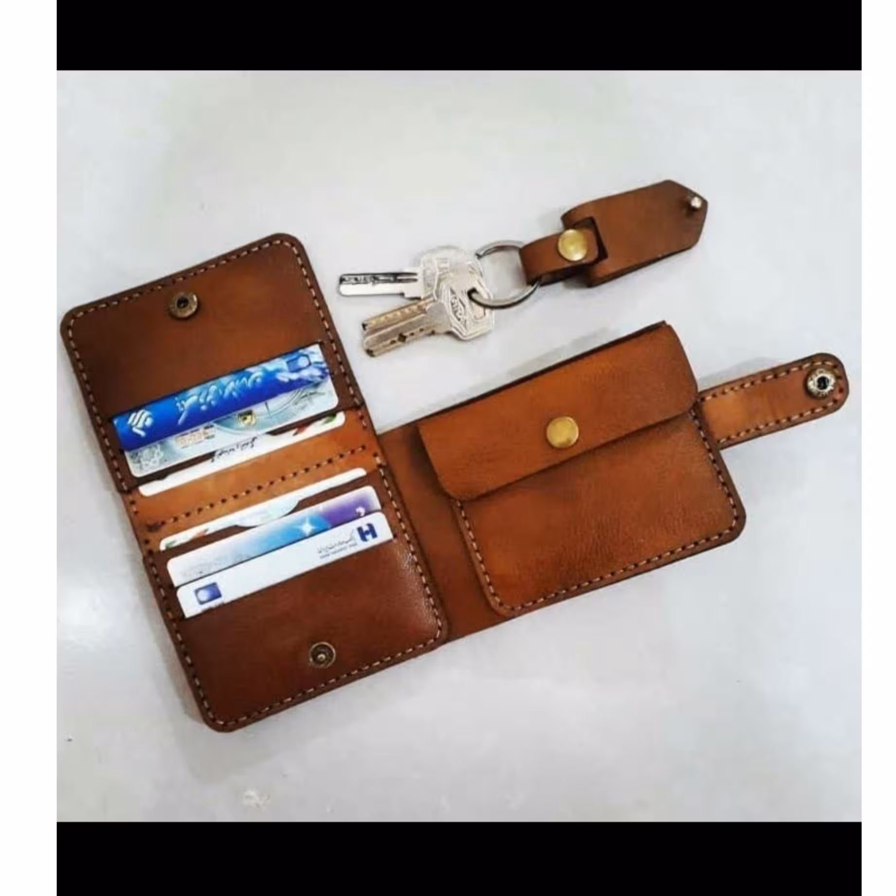 کیف پول جیبی چرم طبیعی دستدوز