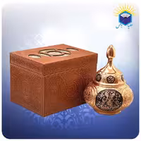 قندان خاص قلمزده مس و الماس تراش 22 سانت با جعبه ام دی اف چرمی