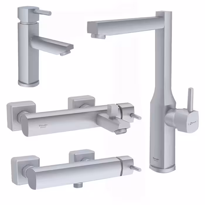 ست شیرالات شودر مدل یونیک/یونیک پلاس کروم مات