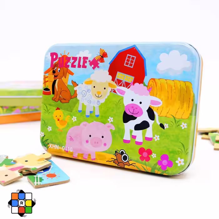 پازل 3×4 جعبه فلزی 4 لایه چوبی (6طرح)