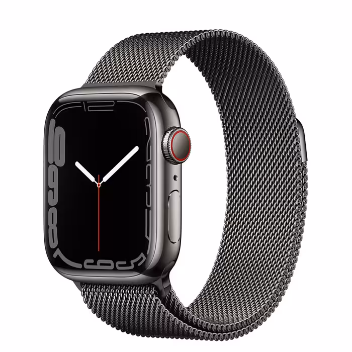 ساعت هوشمند اپل واچ سری 7 استیل خاکستری 41 میلیمتری با بند Graphite Milanese Loop