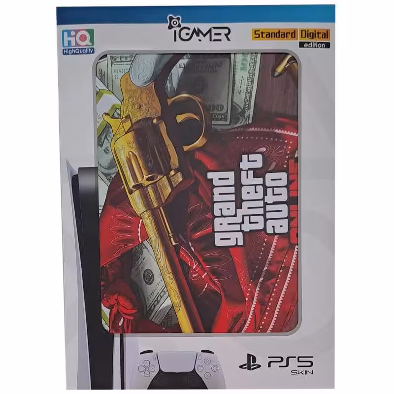 برچسب کنسول PS5 FAT (iG) طرح GTA تفنگ