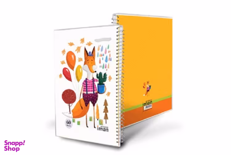 دفتر جلد طلقی ایمان (Iman) مدل Happy Animals طرح روباه