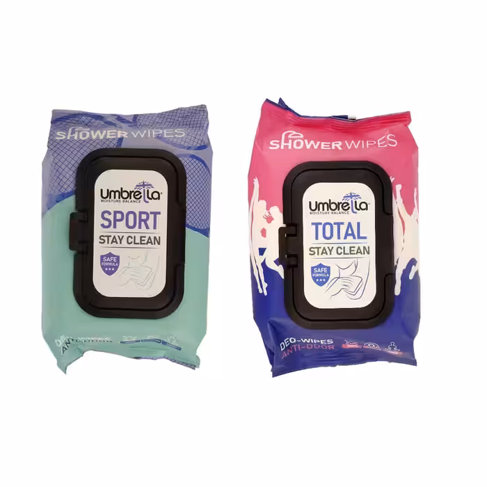 دستمال مرطوب آمبرلا مدل Total بسته 50 عددی به همراه دستمال مرطوب آمبرلا مدل Sport
