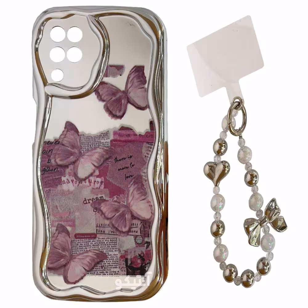 قاب آیینه ای کنگره ای طرح دار همراه با بندآویز مناسب برای Samsung A12 / M12-کد 40884