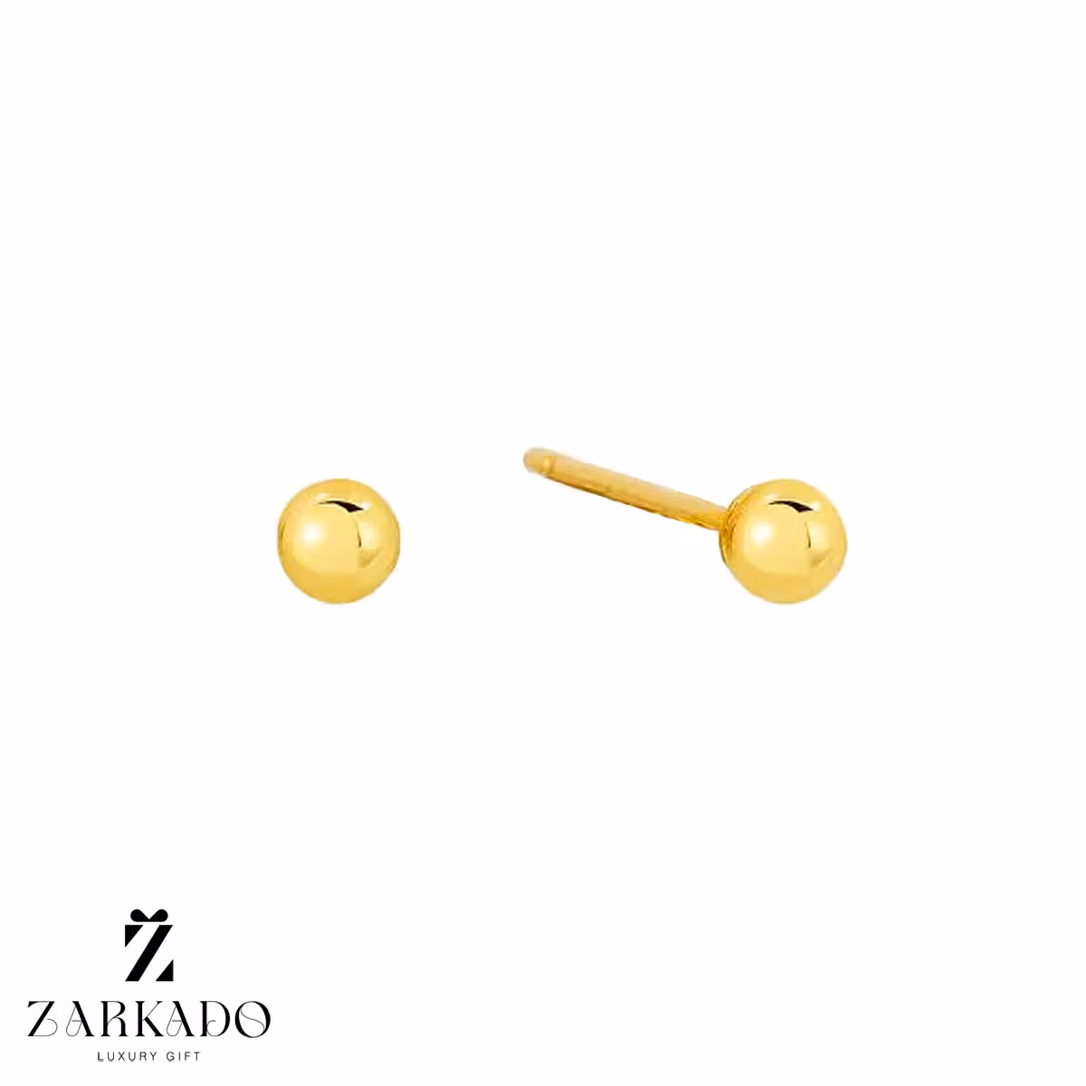 گوشواره میخی طلا طرح توپی آینه ای سایز A