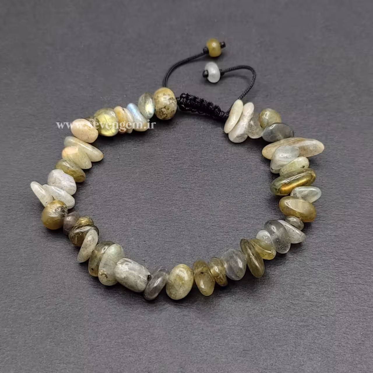 دستبند سنگ لابرادوریت چیپسی تیره (کدA201)