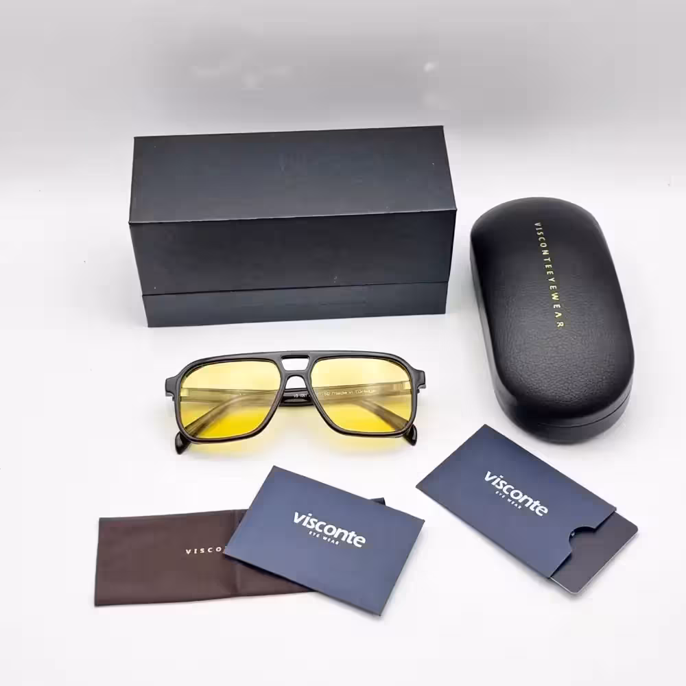 عینک شب ویسکونته مدل 1091 فریم مشکی عدسی زرد