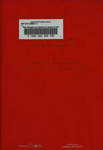 خرید و دانلود نسخه کامل کتاب Fair thought and speech: A group of letters to an industrial organization