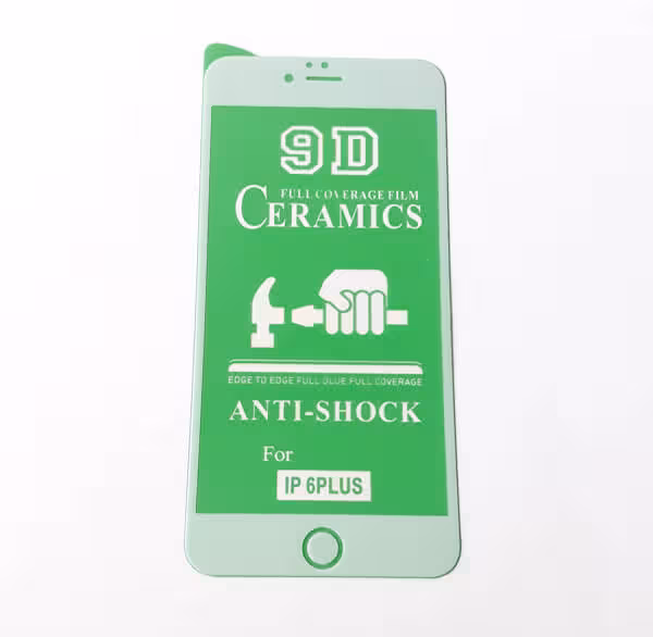 گلس محافظ صفحه نمایش سرامیکی براق 9D اپل مدل 6 پلاس سفید