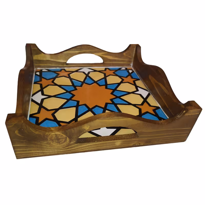 سینی چوبی طرح کاشی