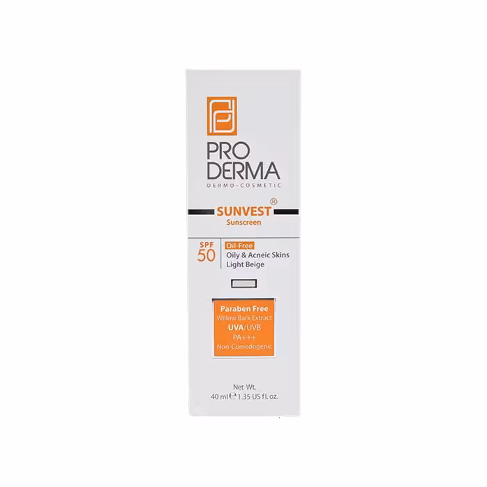کرم ضدآفتاب و روشن کننده لک های پوست با SPF50  پرودرما (رنگ بژ طبیعی)