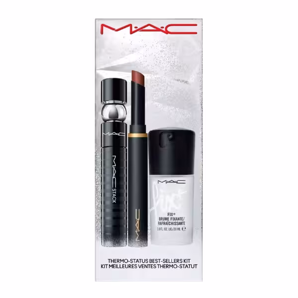 ست سه عددی ریمل، رژ لب و فیکساتور برند مک MAC مدل Thermo-Status اصل