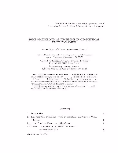 خرید و دانلود نسخه کامل کتاب Some Mathematical Problems in Geophysical Fluid Dynamics