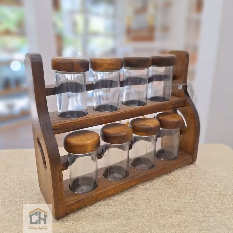ست جا ادویه 8 تایی 2 طبقه طرح پله ای مدل ACA99087