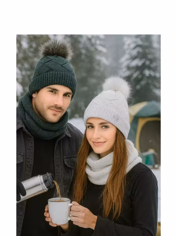 ست دو تیکه کلاه و گردنی بافت طرح حصیری  اندلس Endless