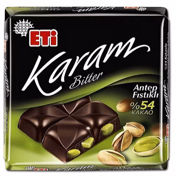 شکلات اتی با مغز پسته و 54 درصد کاکائو تلخ وزن 60 گرم