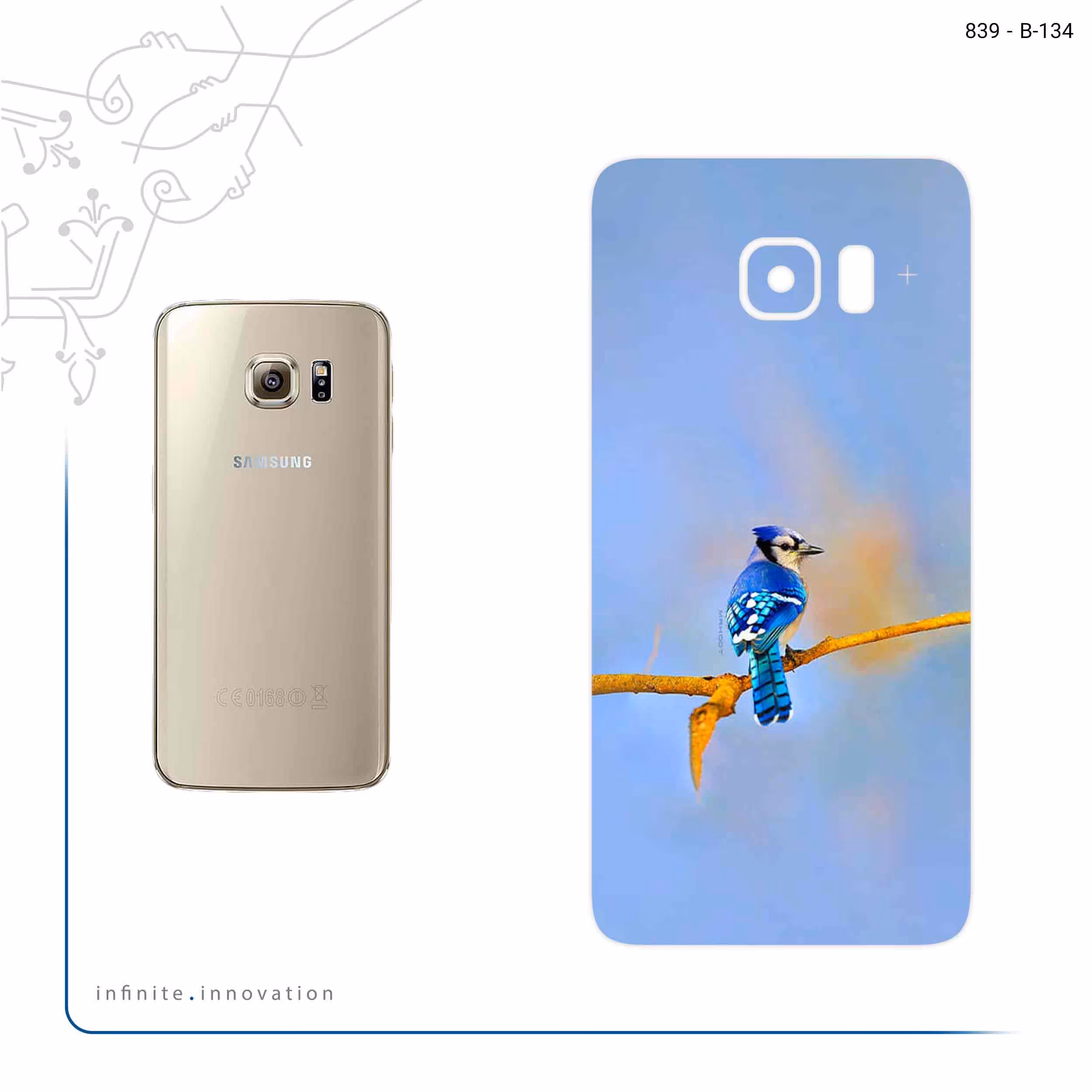 برچسب پوششی ماهوت مدل Cyanocitta cristata مناسب برای گوشی موبایل سامسونگ Galaxy S6 Edge Plus