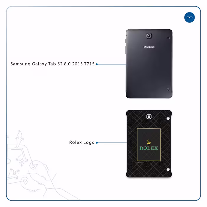 برچسب پوششی ماهوت مدل Rolex-Logo مناسب برای تبلت سامسونگ Galaxy Tab S2 8.0 2015 T715