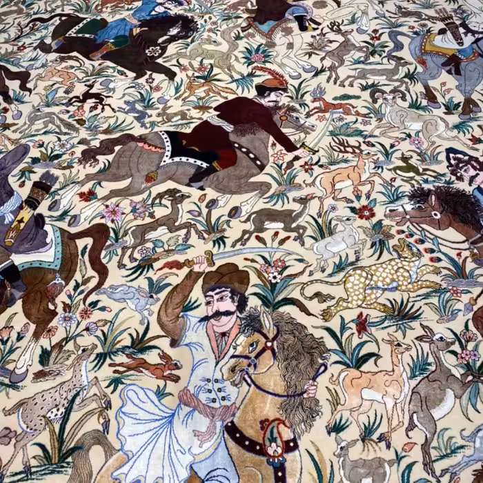 فرش دستباف 12 متری پورمعمار مدل شکارگاه کد 110